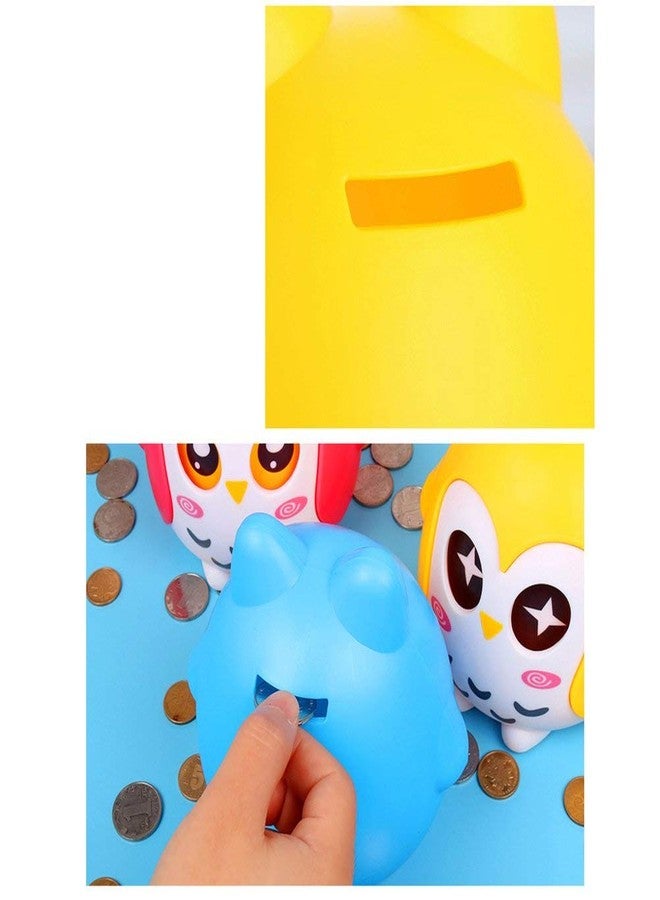 Puthak Plastic Owl Shaped Piggy Bank Cartoon Money Coins Bank Saving Box, Pack of 1 (Multicolor) - Image 4